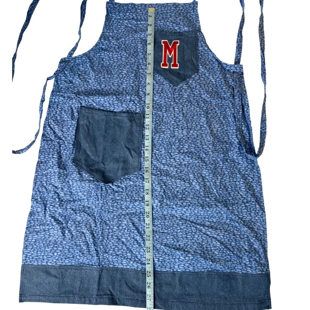 Kids Apron Chef Kitchen Cooking Baking Art Smock Crafting M Initial Blue Handsew